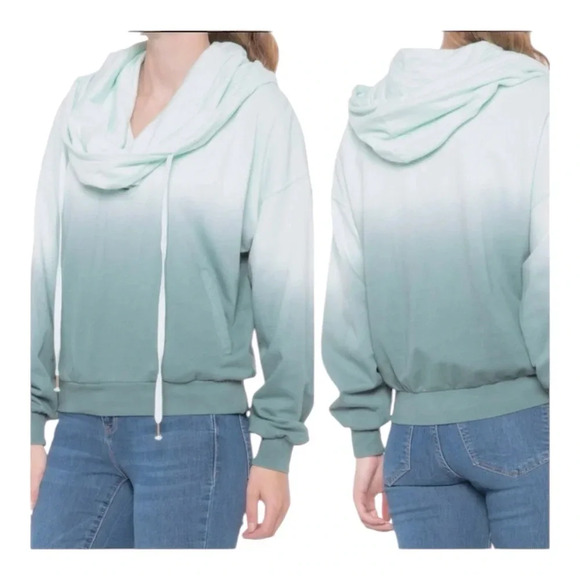 Young Fabulous & Broke Tops - Young Fabulous And Broke Piper Ombré Hoodie Cowel Neck/Hoodie option Soft Green